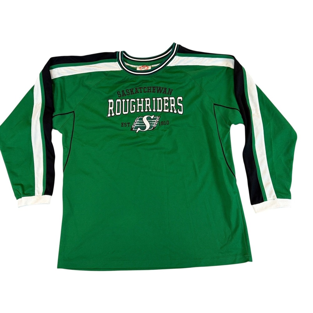 CFL Saskatchewan Roughriders Jersey Mens Large Green Long Sleeve Game